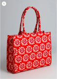 Red printed canvas