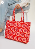 Red printed canvas