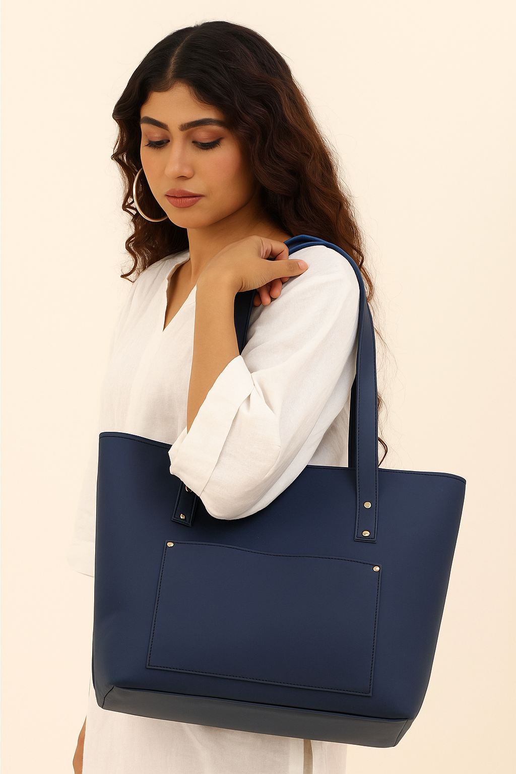 Tote with pocket-Blue