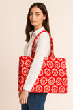 Red printed canvas