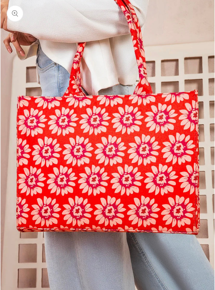 Red printed canvas
