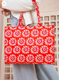 Red printed canvas